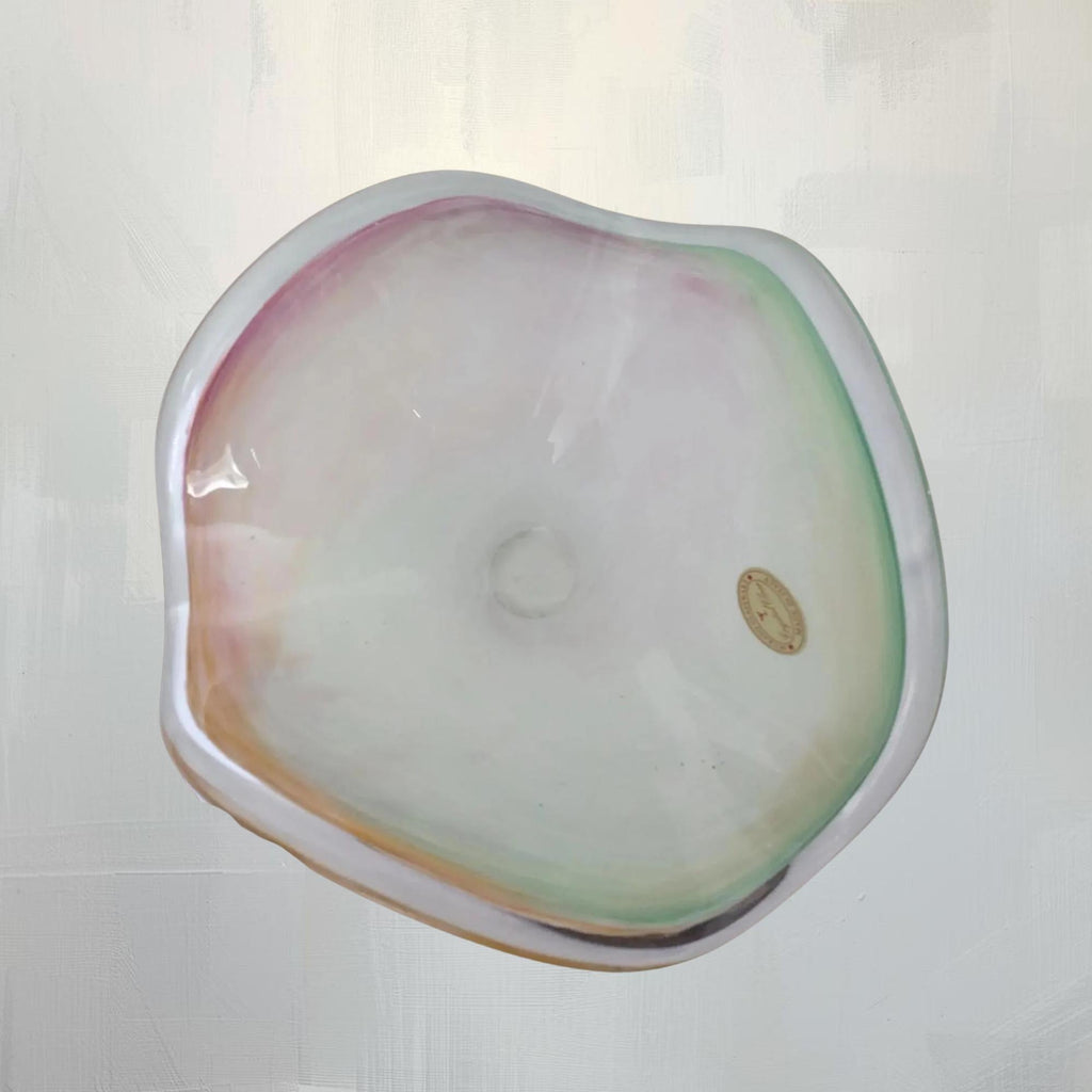 Italian Murano Glass Art Sculpture: White, Pink, and Green Decor - The Relic Detail