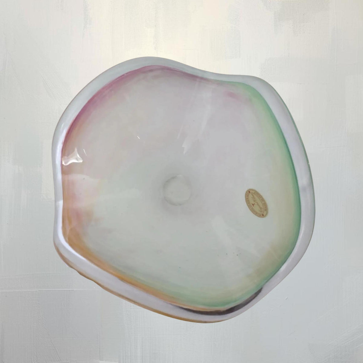 Italian Murano Glass Art Sculpture: White, Pink, and Green Decor - The Relic Detail