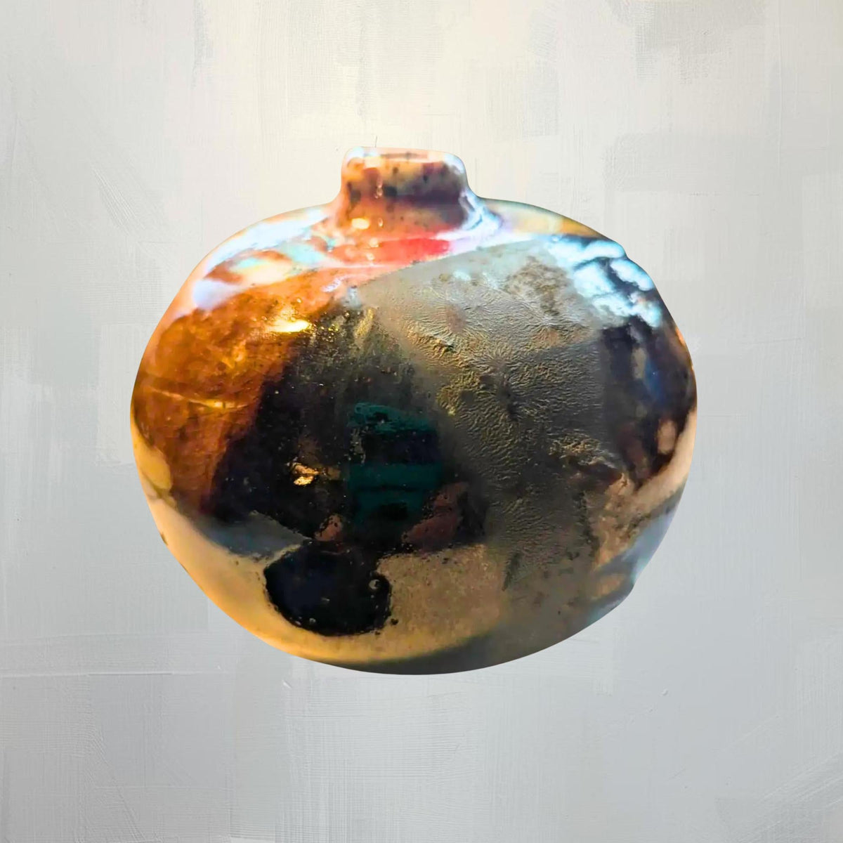 Japanese Ceramic Vase Minimalist Brown Glaze Handmade Artisanal Pottery Home Decor Zen Design - The Relic Detail