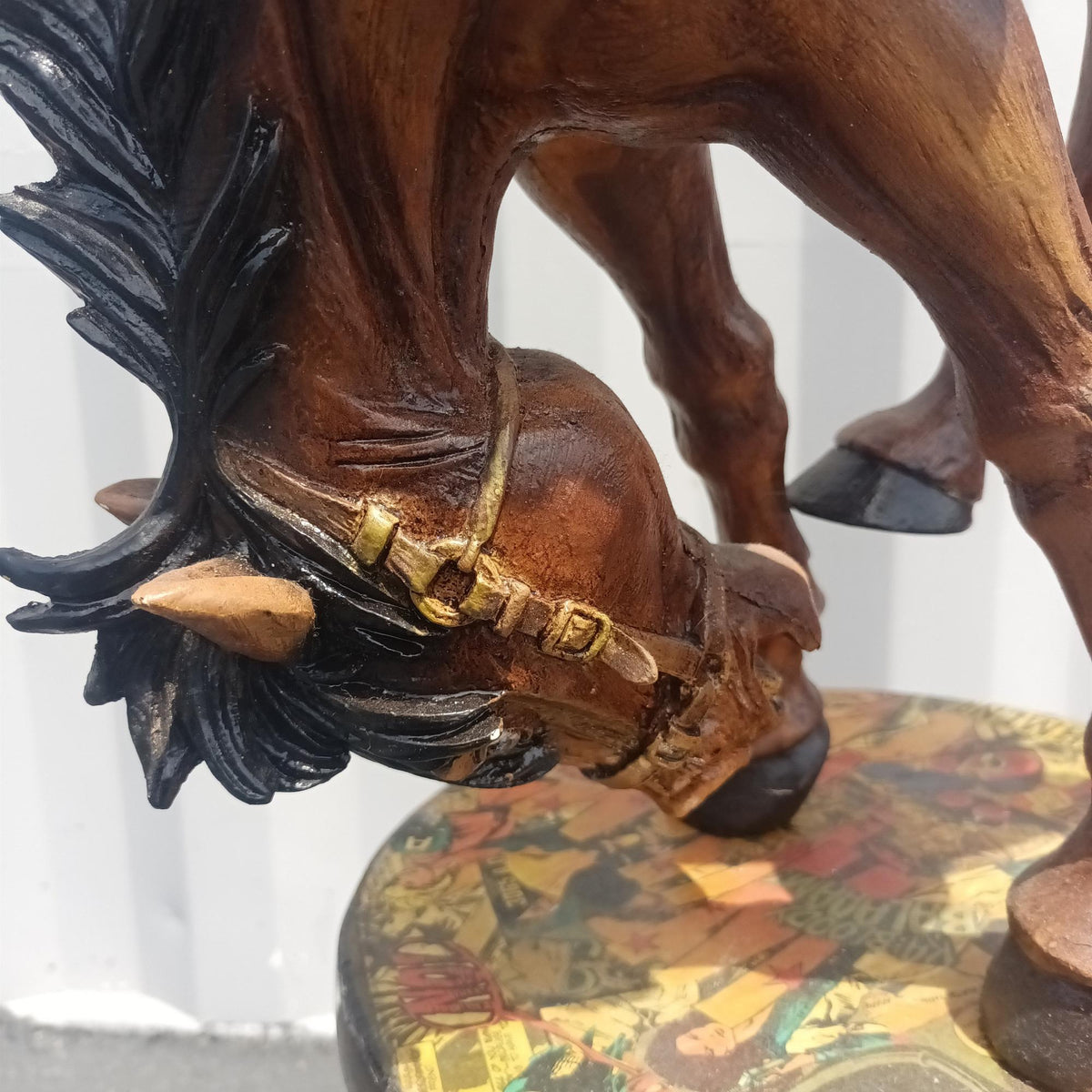 Large Cowboy Sculpture: Hand-Painted Bronco Rider, Comic Decoupage Stool, Folk Art Western Decor - The Relic Detail