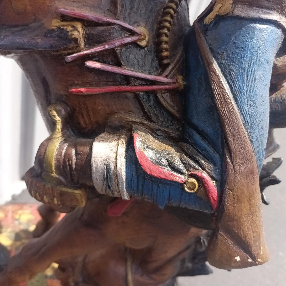 Large Cowboy Sculpture: Hand-Painted Bronco Rider, Comic Decoupage Stool, Folk Art Western Decor - The Relic Detail