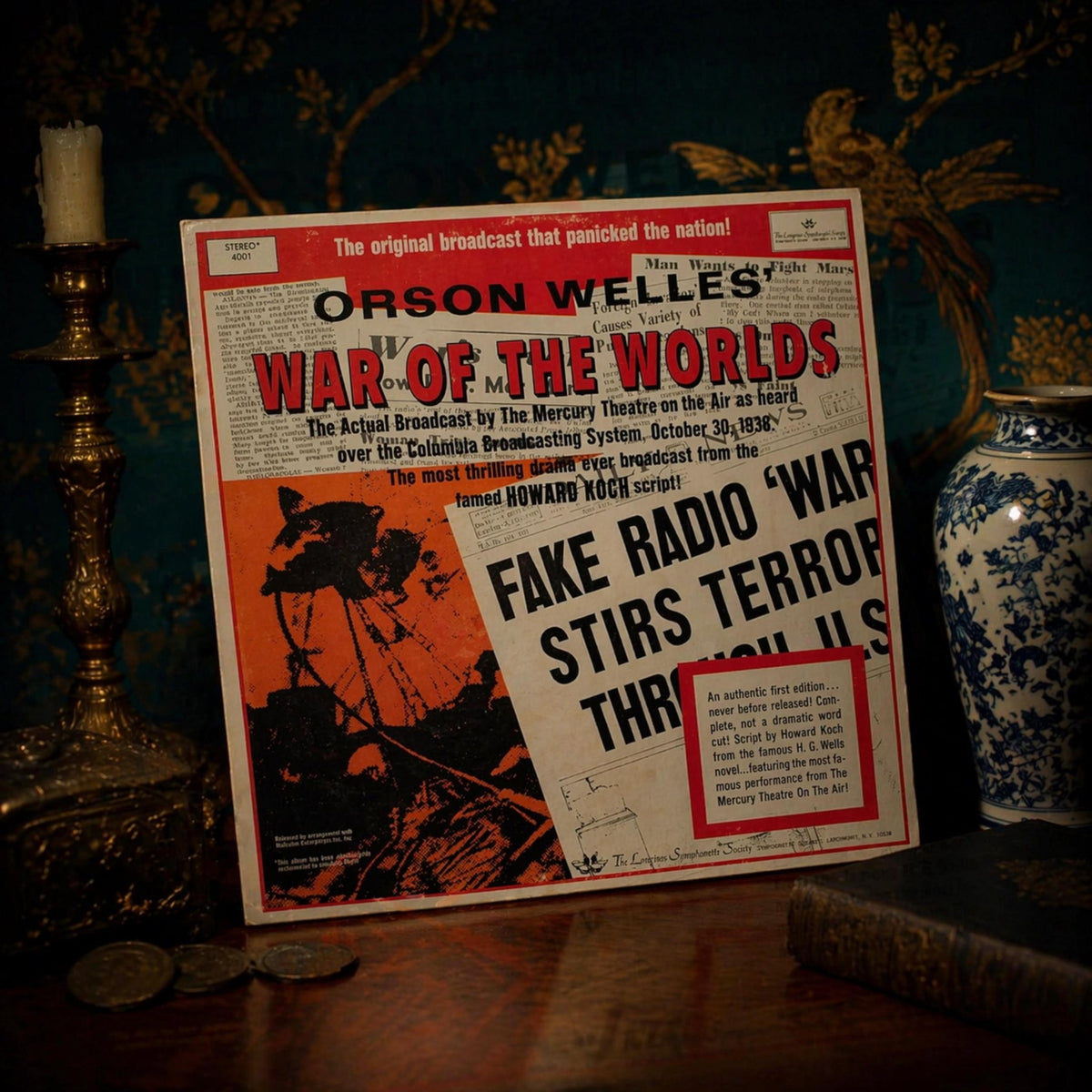 LP Record "War of the Worlds" Orson Welles 1938 Broadcast, Moody Museum Historical Radio Recording - The Relic Detail