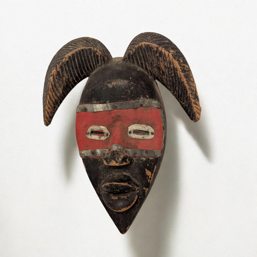 Marka African Mask - Hand Carved Wood & Metal - Tribal Art Wall Decor, Dark Academia Curio - The Relic Detail