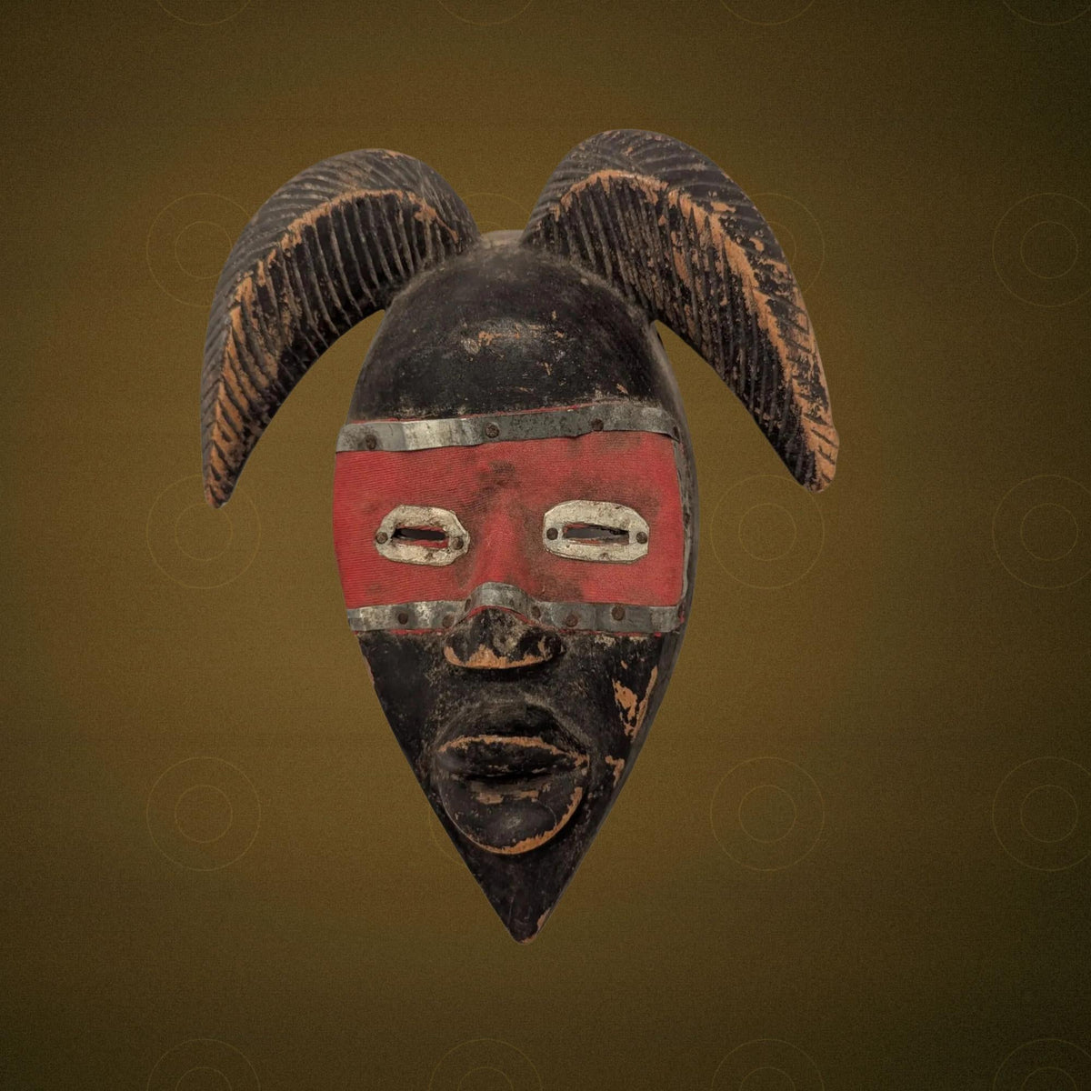 Marka African Mask - Hand Carved Wood & Metal - Tribal Art Wall Decor, Dark Academia Curio - The Relic Detail