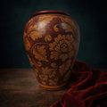 Mid-Century Chinese Red Ceramic Vase: Floral Pattern Pottery Home Decor - The Relic Detail