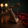 Miniature Wooden Harp - Decorative Sculpture - Handcrafted Wood Curio Decor - The Relic Detail