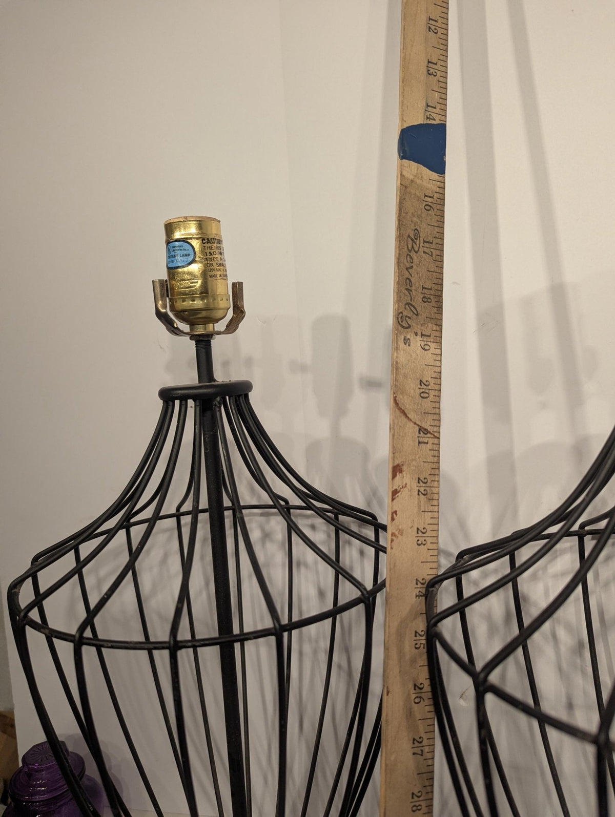 Pair of Black Iron Cage Table Lamps - The Relic Detail