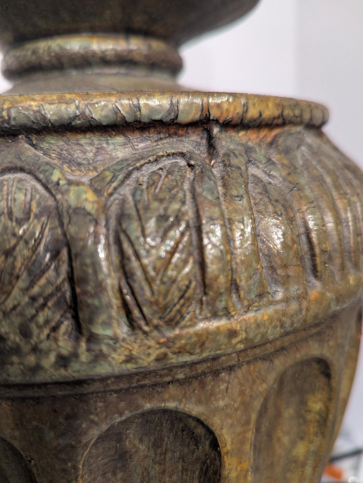 Pair of Olive Green Urn-Style Table Lamps, 29 in. - The Relic Detail