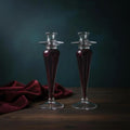 Raspberry Art Glass Candlestick Holders - The Relic Detail