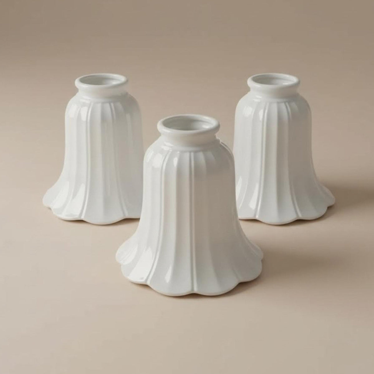 Set of 3 White Glass Pendant Lampshades 1970's - The Relic Detail
