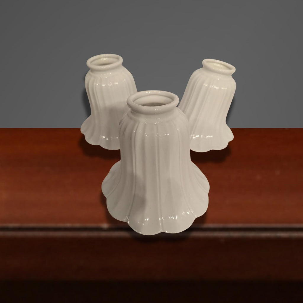 Set of 3 White Glass Pendant Lampshades 1970's - The Relic Detail