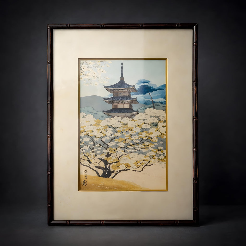 Signed Woodblock Art by Benji Asada Framed Matted Museum COA Moody Japanese Shin-hanga - The Relic Detail