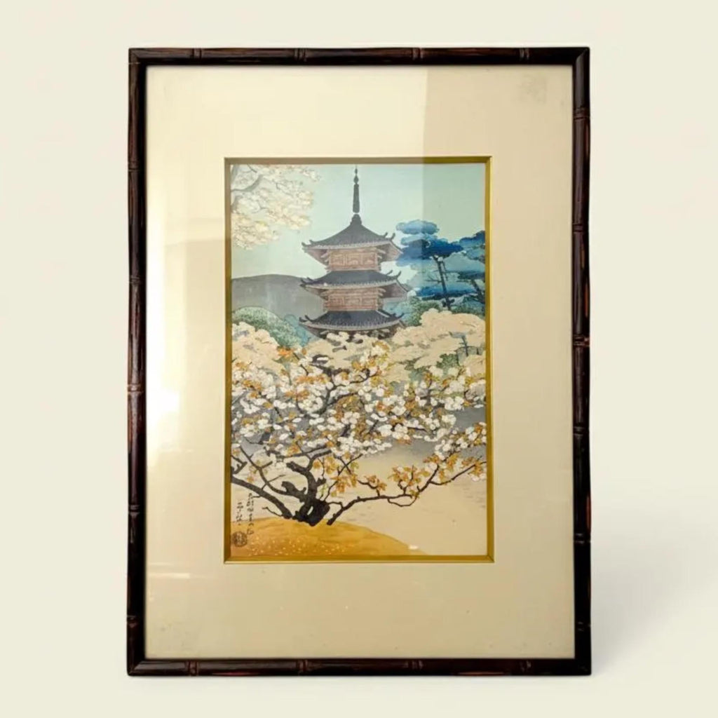 Signed Woodblock Art by Benji Asada Framed Matted Museum COA Moody Japanese Shin-hanga - The Relic Detail