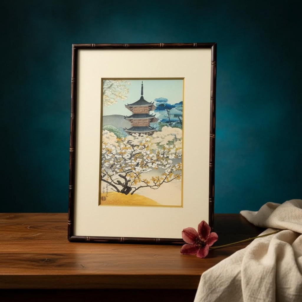 Signed Woodblock Art by Benji Asada Framed Matted Museum COA Moody Japanese Shin-hanga - The Relic Detail