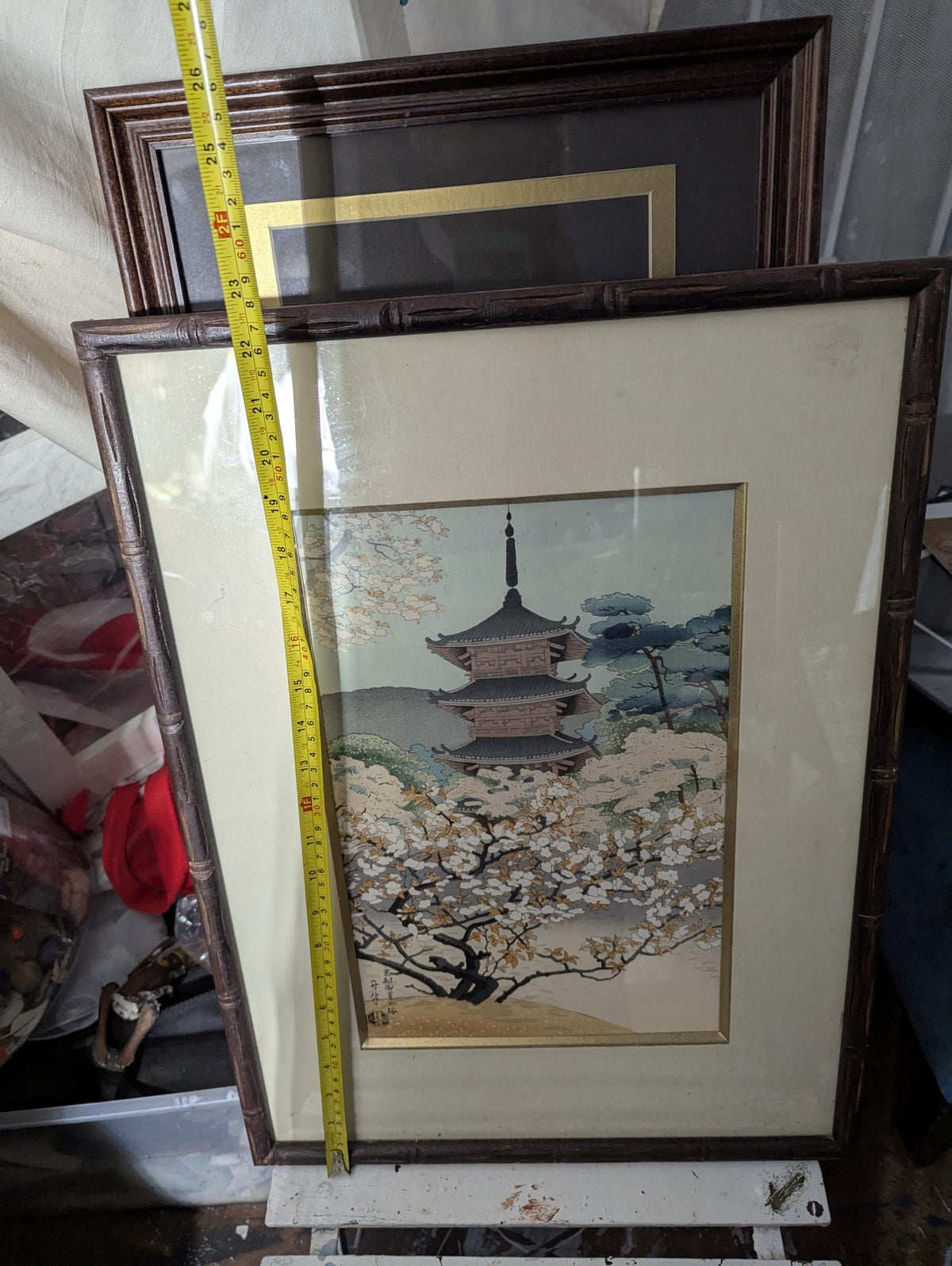 Signed Woodblock Art by Benji Asada Framed Matted Museum COA Moody Japanese Shin-hanga - The Relic Detail