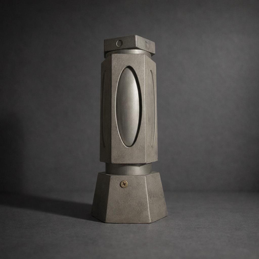 Silver-Tone Geometric Metal Table Lamp - The Relic Detail