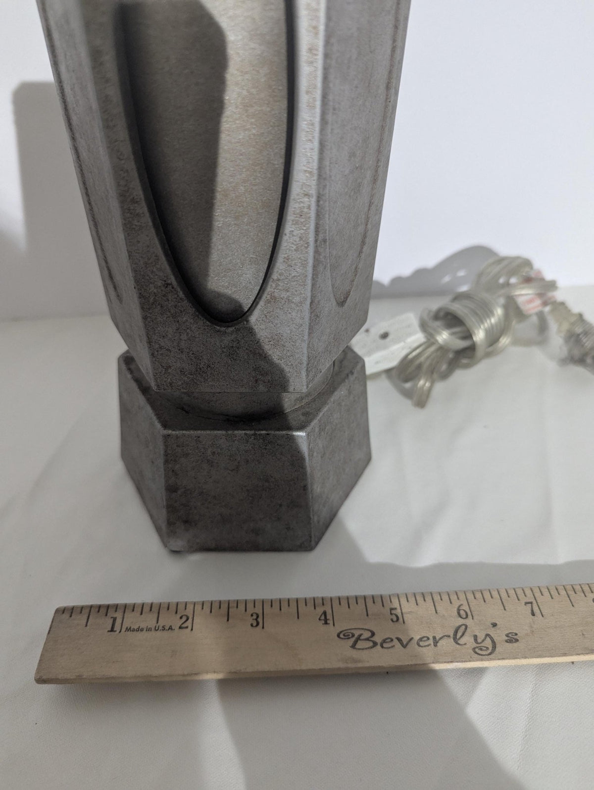 Silver-Tone Geometric Metal Table Lamp - The Relic Detail