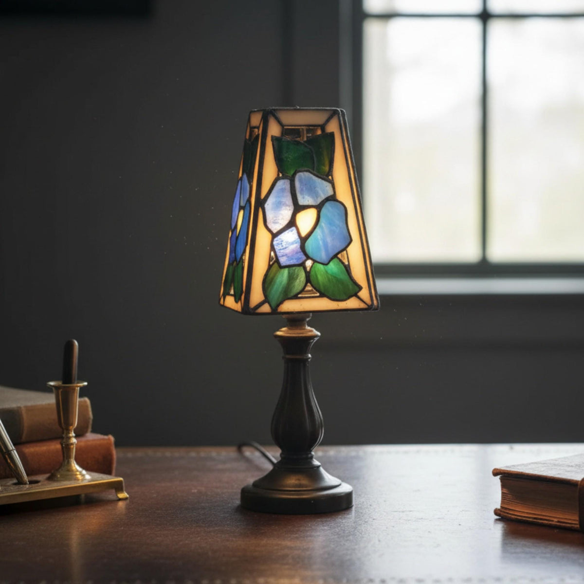 Small Floral Stained Glass Lamp Shade, 6 x 4 in. - The Relic Detail