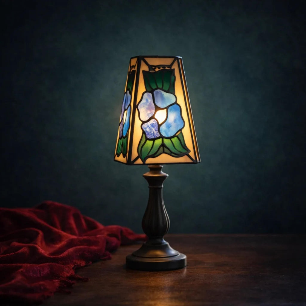 Small Floral Stained Glass Lamp Shade, 6 x 4 in. - The Relic Detail