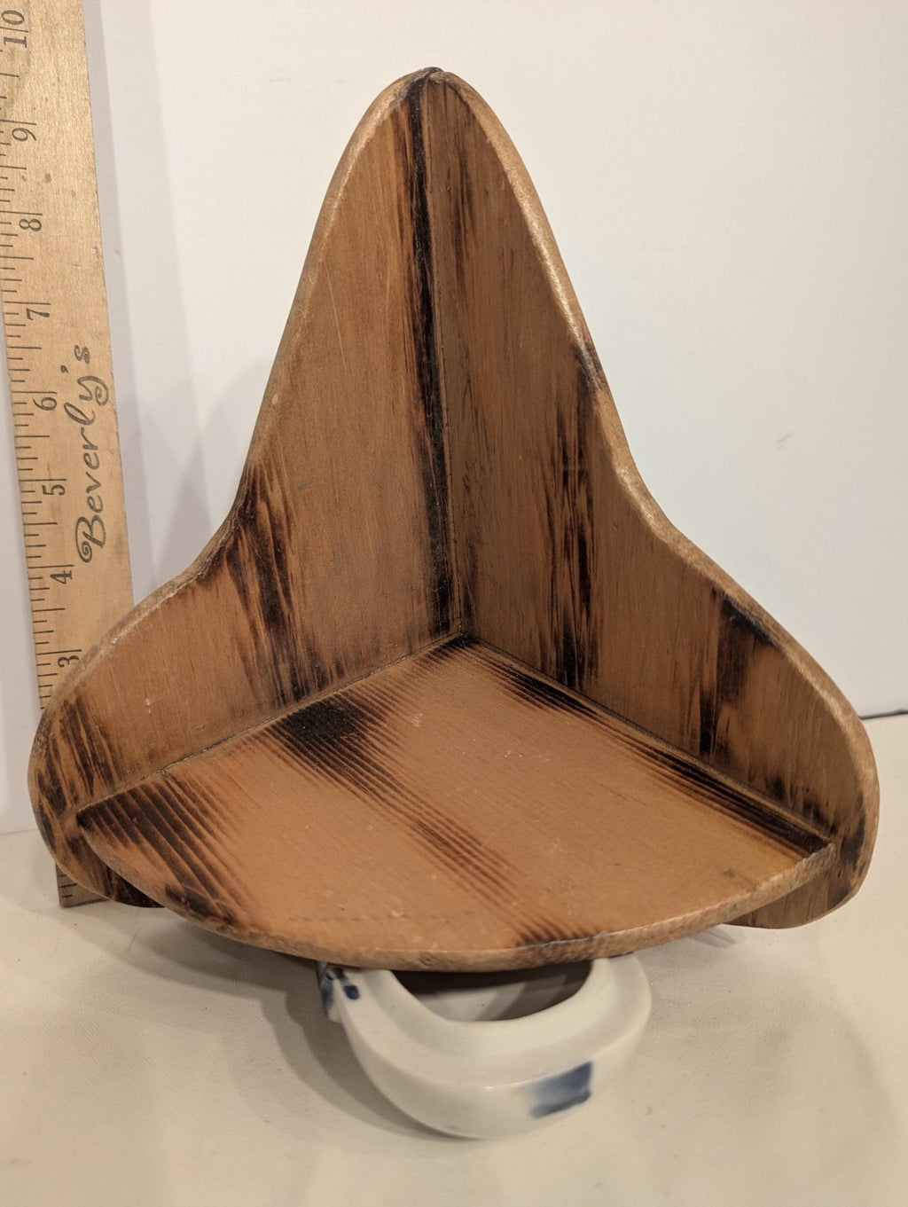 Small Rustic Wooden Wall Shelf Mini Hanging Corner Storage Space Saving Decor - The Relic Detail