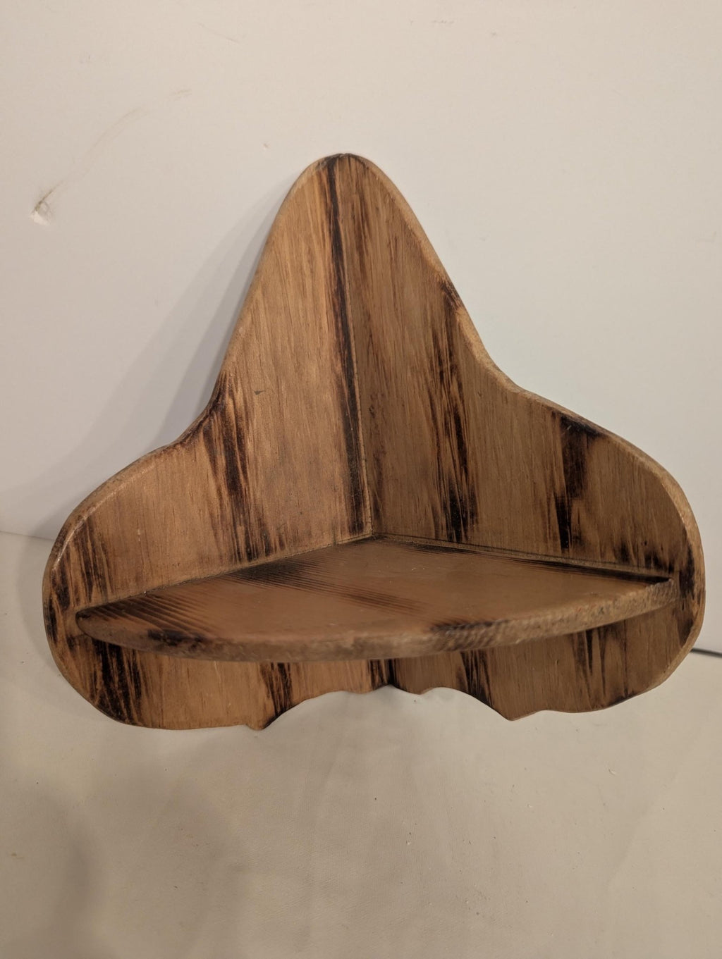 Small Rustic Wooden Wall Shelf Mini Hanging Corner Storage Space Saving Decor - The Relic Detail