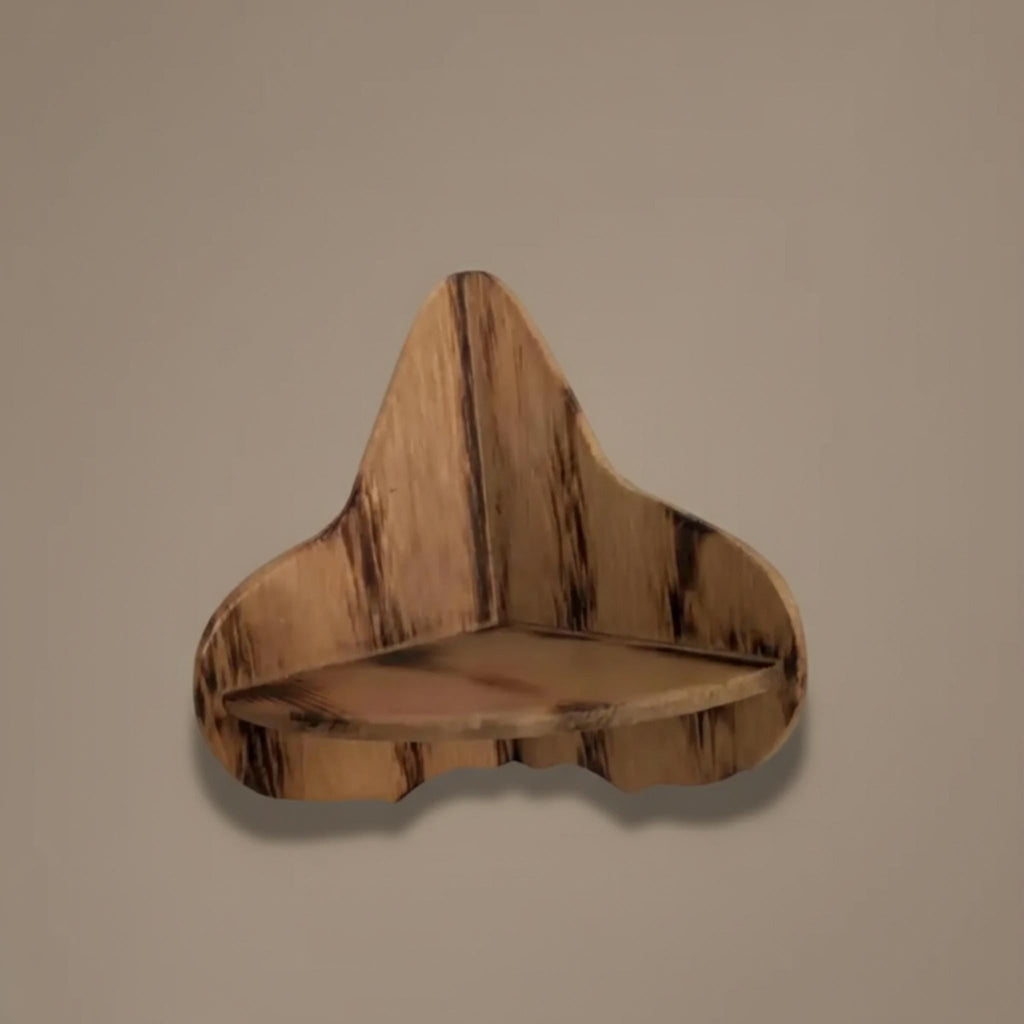 Small Rustic Wooden Wall Shelf Mini Hanging Corner Storage Space Saving Decor - The Relic Detail