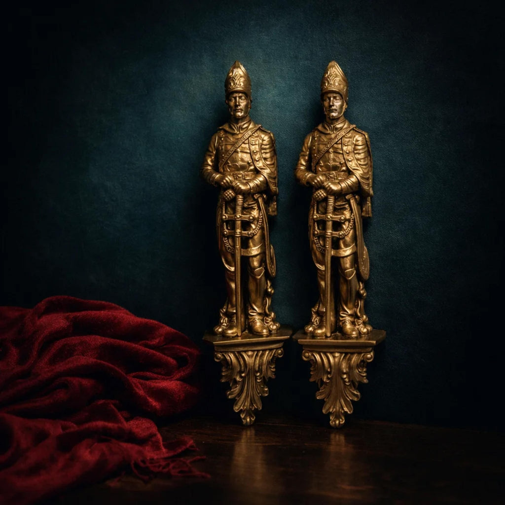Soldier Wall Art: Vintage Burwood Gilt Sculptures (Golden Resin, 1965) - The Relic Detail