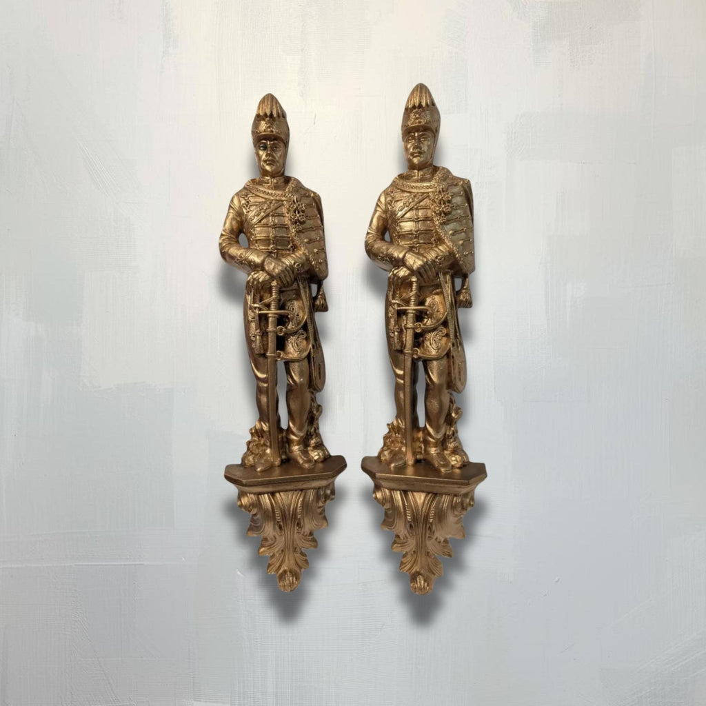 Soldier Wall Art: Vintage Burwood Gilt Sculptures (Golden Resin, 1965) - The Relic Detail