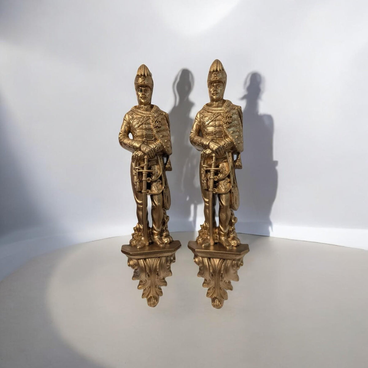 Soldier Wall Art: Vintage Burwood Gilt Sculptures (Golden Resin, 1965) - The Relic Detail