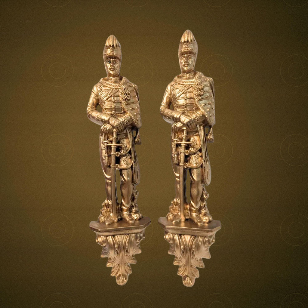 Soldier Wall Art: Vintage Burwood Gilt Sculptures (Golden Resin, 1965) - The Relic Detail