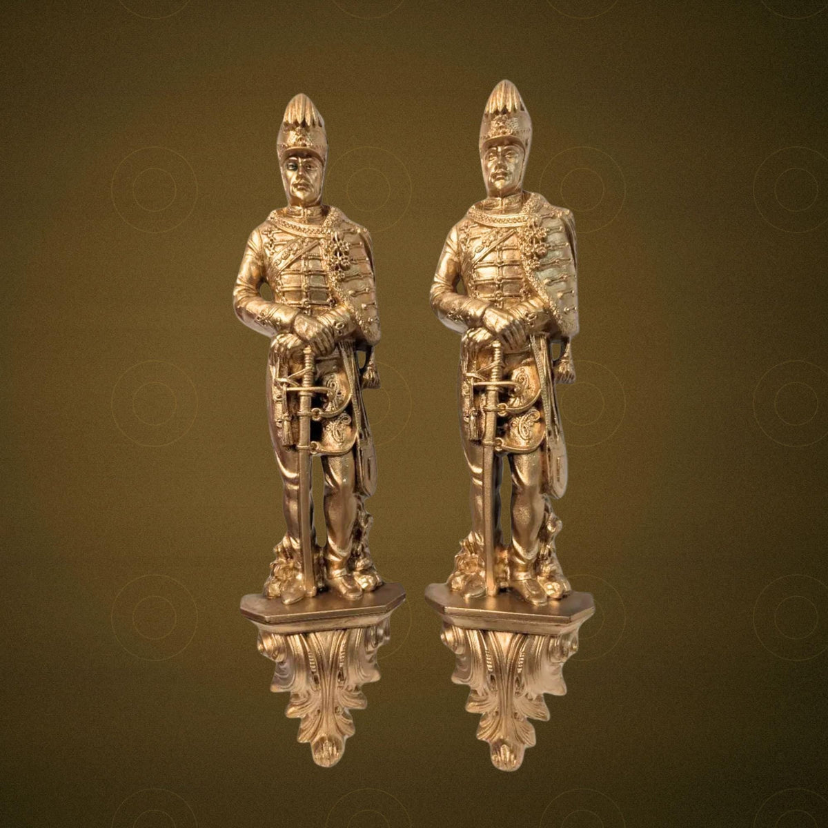Soldier Wall Art: Vintage Burwood Gilt Sculptures (Golden Resin, 1965) - The Relic Detail