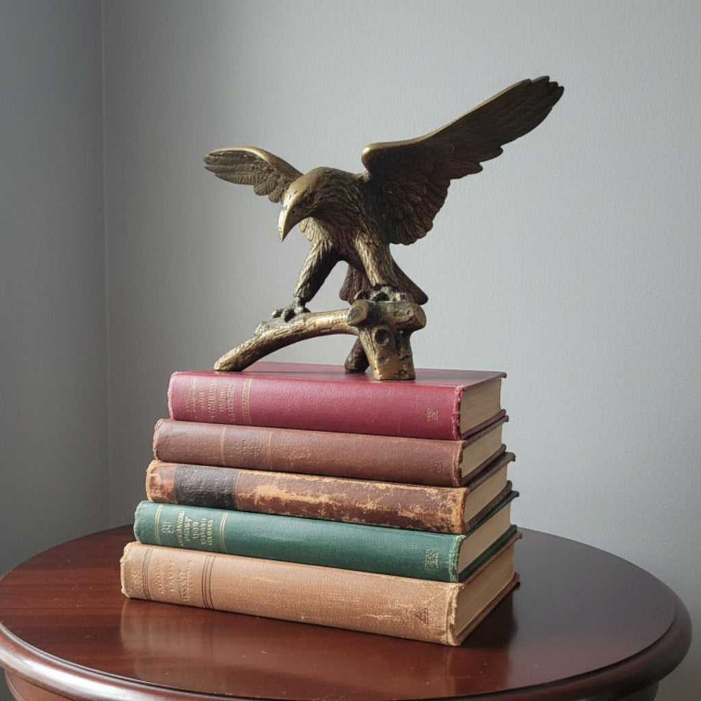 Solid Brass Eagle Sculpture | Vintage Desk Accent | The Relic Detail - The Relic Detail