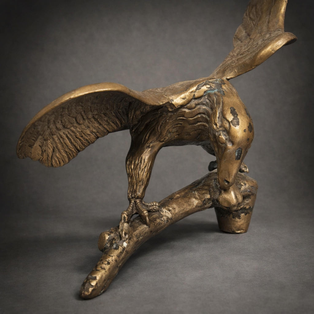 Solid Brass Eagle Sculpture | Vintage Desk Accent | The Relic Detail - The Relic Detail