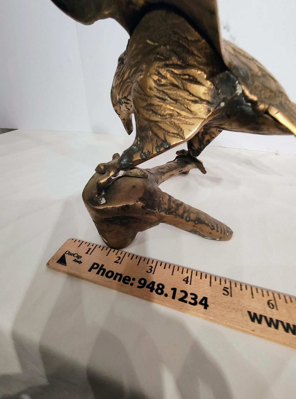 Solid Brass Eagle Sculpture | Vintage Desk Accent | The Relic Detail - The Relic Detail