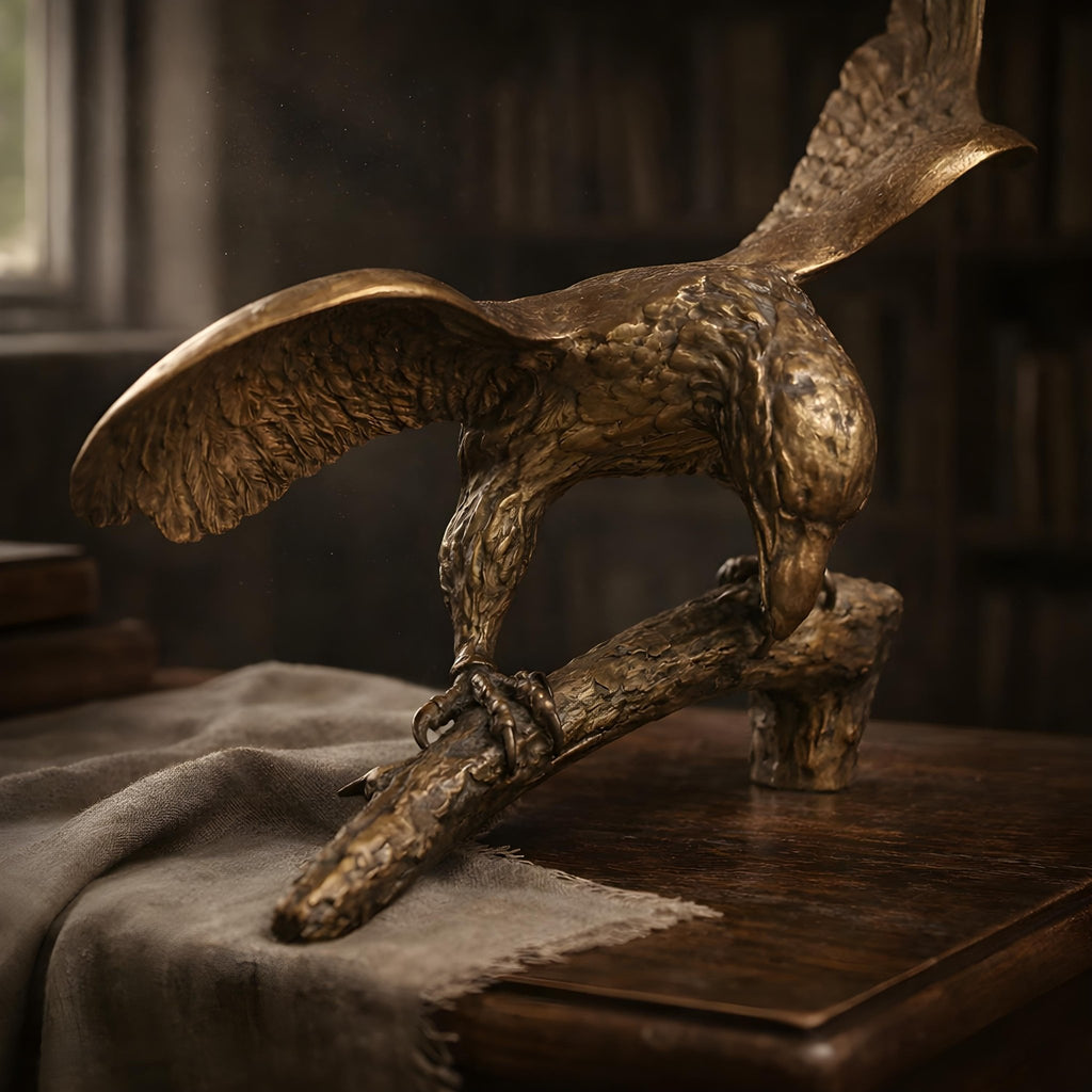Solid Brass Eagle Sculpture | Vintage Desk Accent | The Relic Detail - The Relic Detail