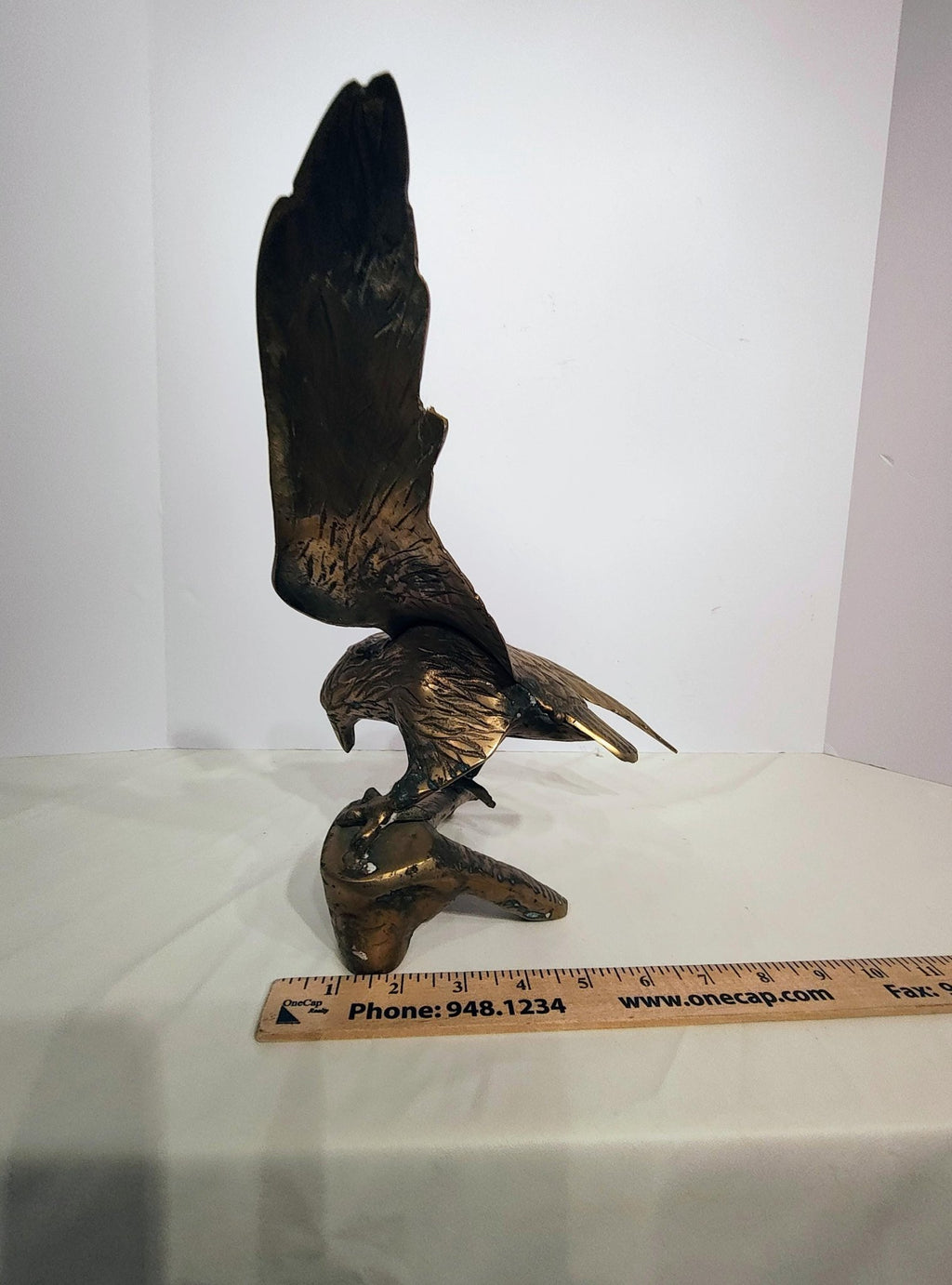 Solid Brass Eagle Sculpture | Vintage Desk Accent | The Relic Detail - The Relic Detail