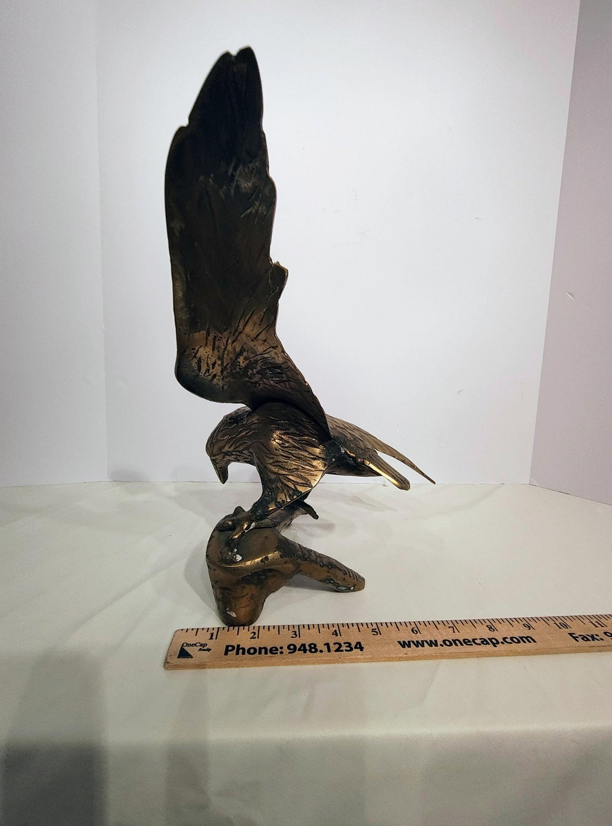 Solid Brass Eagle Sculpture | Vintage Desk Accent | The Relic Detail - The Relic Detail