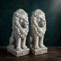 Vintage 24 inch Cast Stone Guardian Lion Statues - The Relic Detail