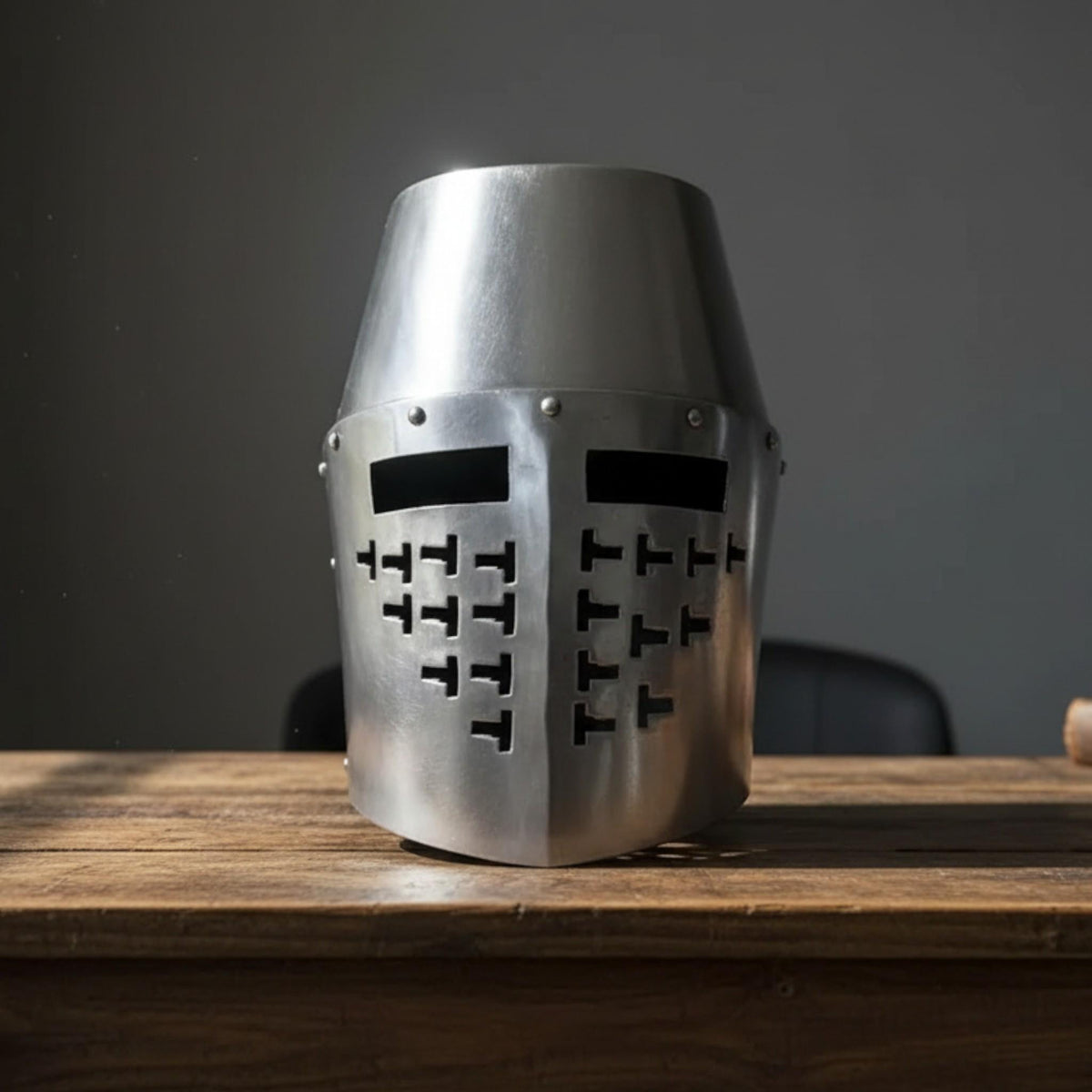 Vintage Aluminum Armor Helmet: Medieval Home Decor (13inx10in) - The Relic Detail