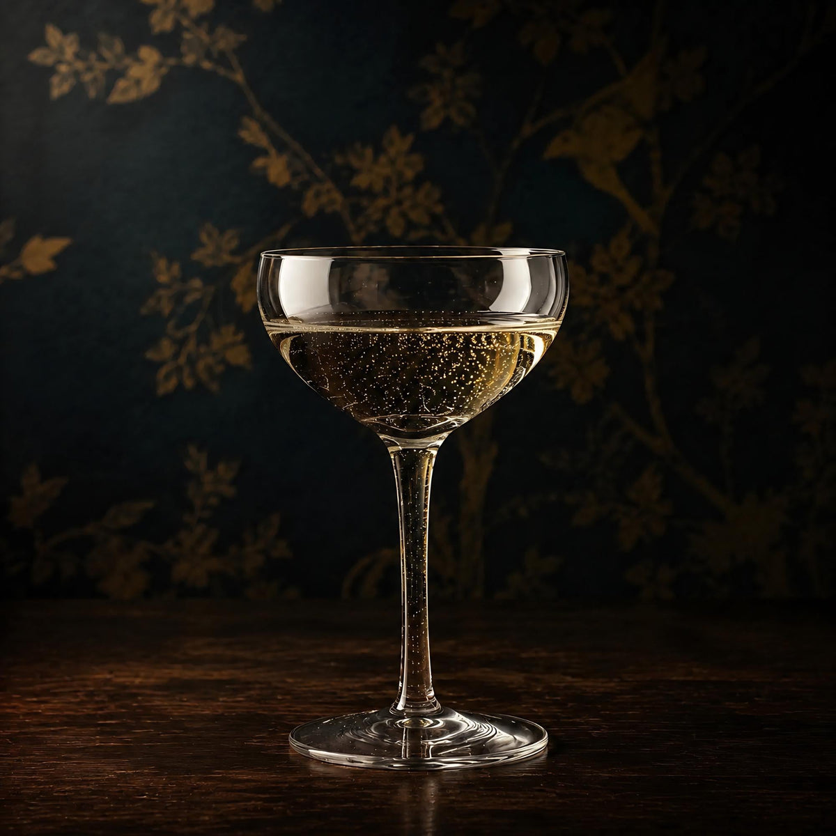 Vintage Bar Set Crystal Decanter, Hand-Blown Sphere, 6 Hollow Stem glasses, Art Deco - The Relic Detail