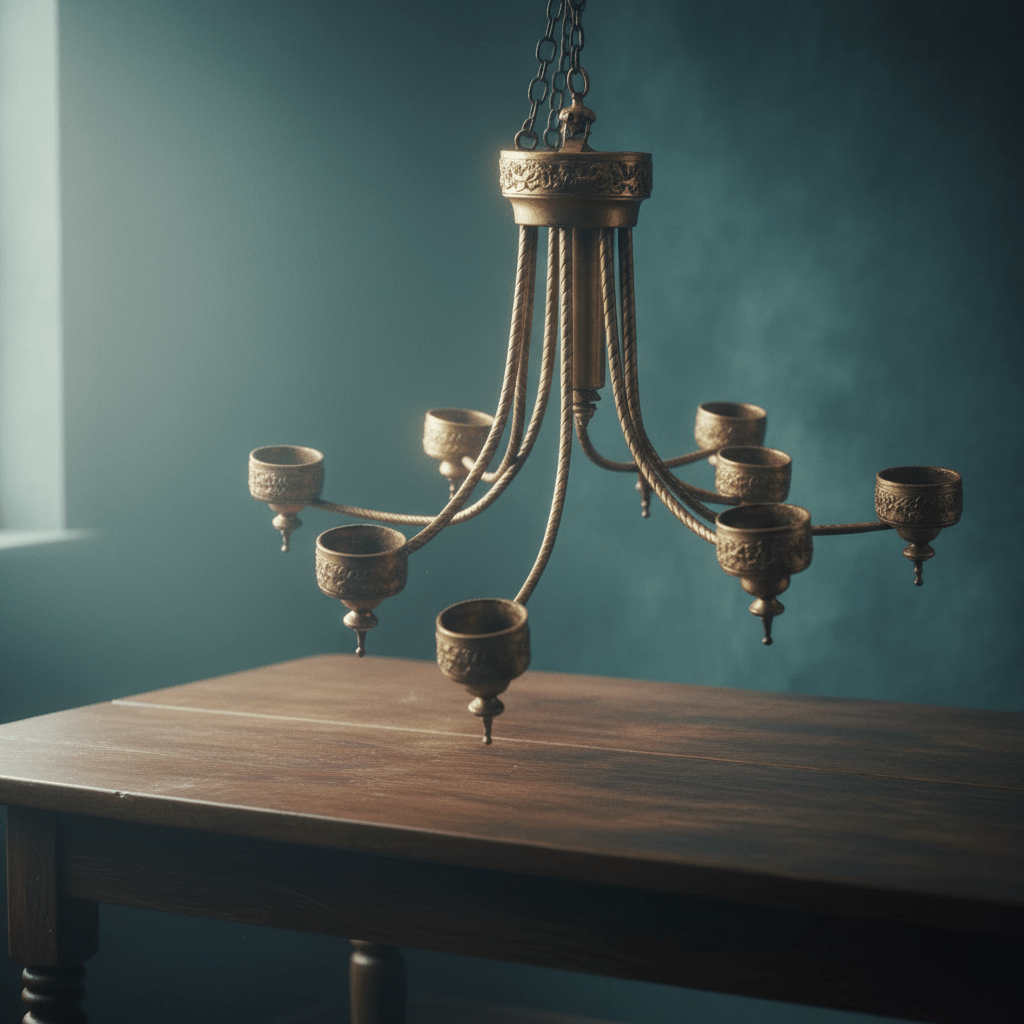 Vintage Brass 8-Arm Chandelier | Hanging Candelabra Light Fixture - The Relic Detail