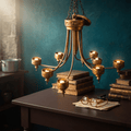 Vintage Brass 8-Arm Chandelier | Hanging Candelabra Light Fixture - The Relic Detail
