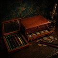 Vintage Coin Display Box & Pen Case Set - Dark Academia Desk Storage Collector Gift - The Relic Detail