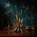 Vintage Gilt Metal Wheat Candelabra – Hollywood Regency Sheaf Centerpiece - The Relic Detail