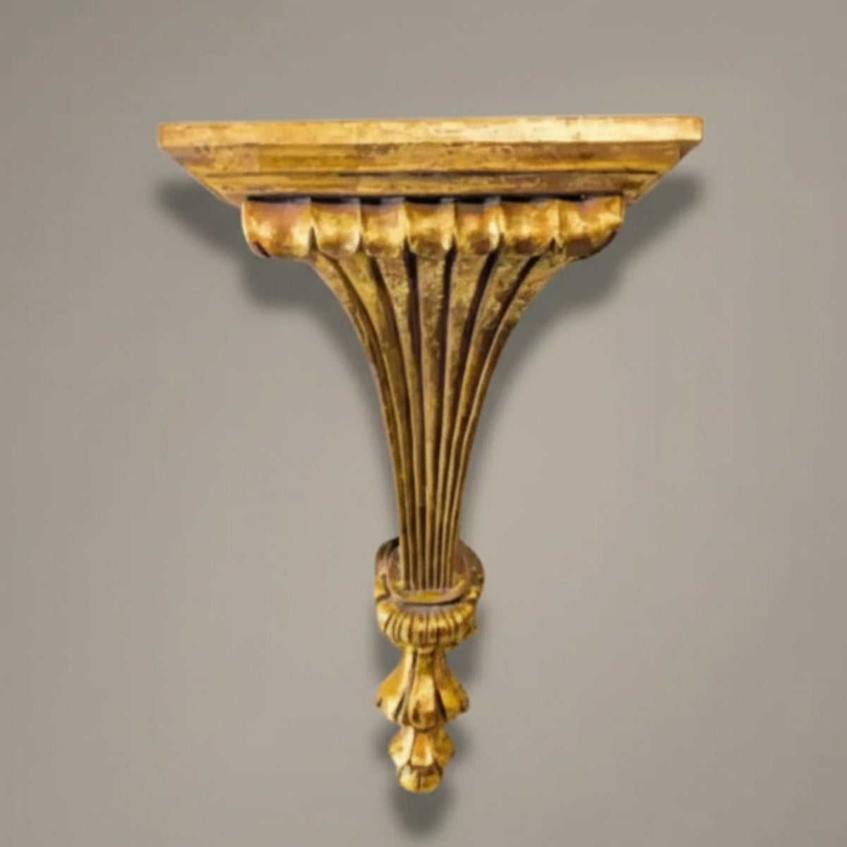 Vintage Gilt Wood Wall Sconce | Ornate Italian Gold Leaf Shelf | Baroque Decor - The Relic Detail