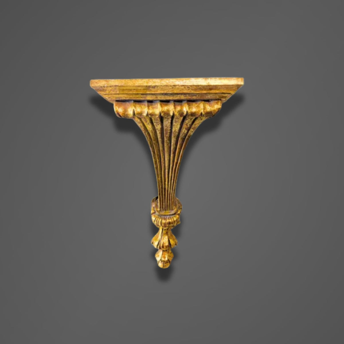 Vintage Gilt Wood Wall Sconce | Ornate Italian Gold Leaf Shelf | Baroque Decor - The Relic Detail