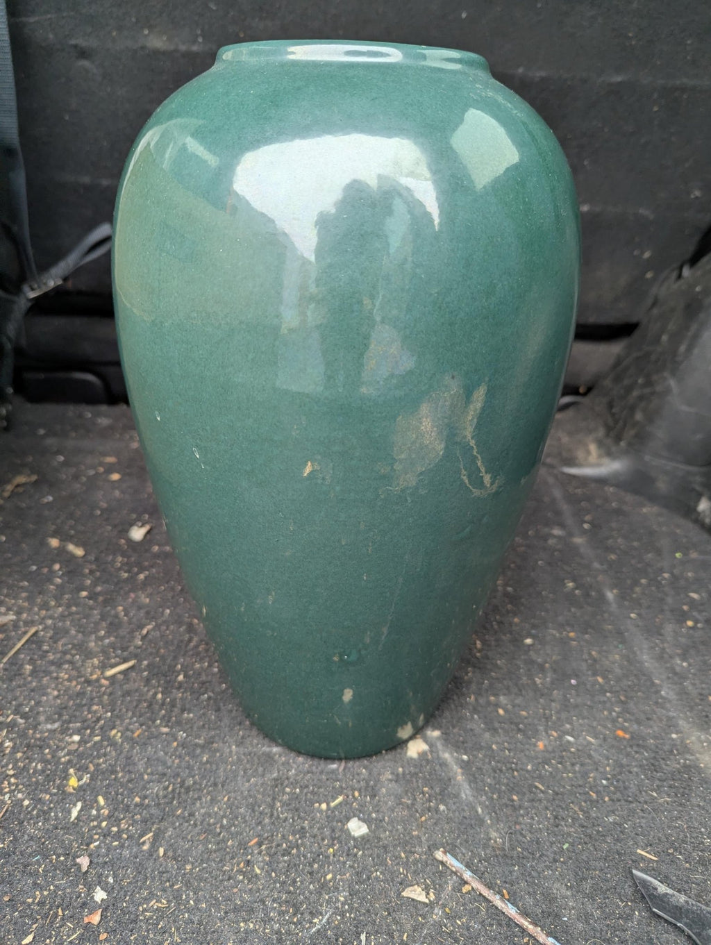 Vintage Green Pottery Vase, Mid Century Modern 12 in - The Relic Detail