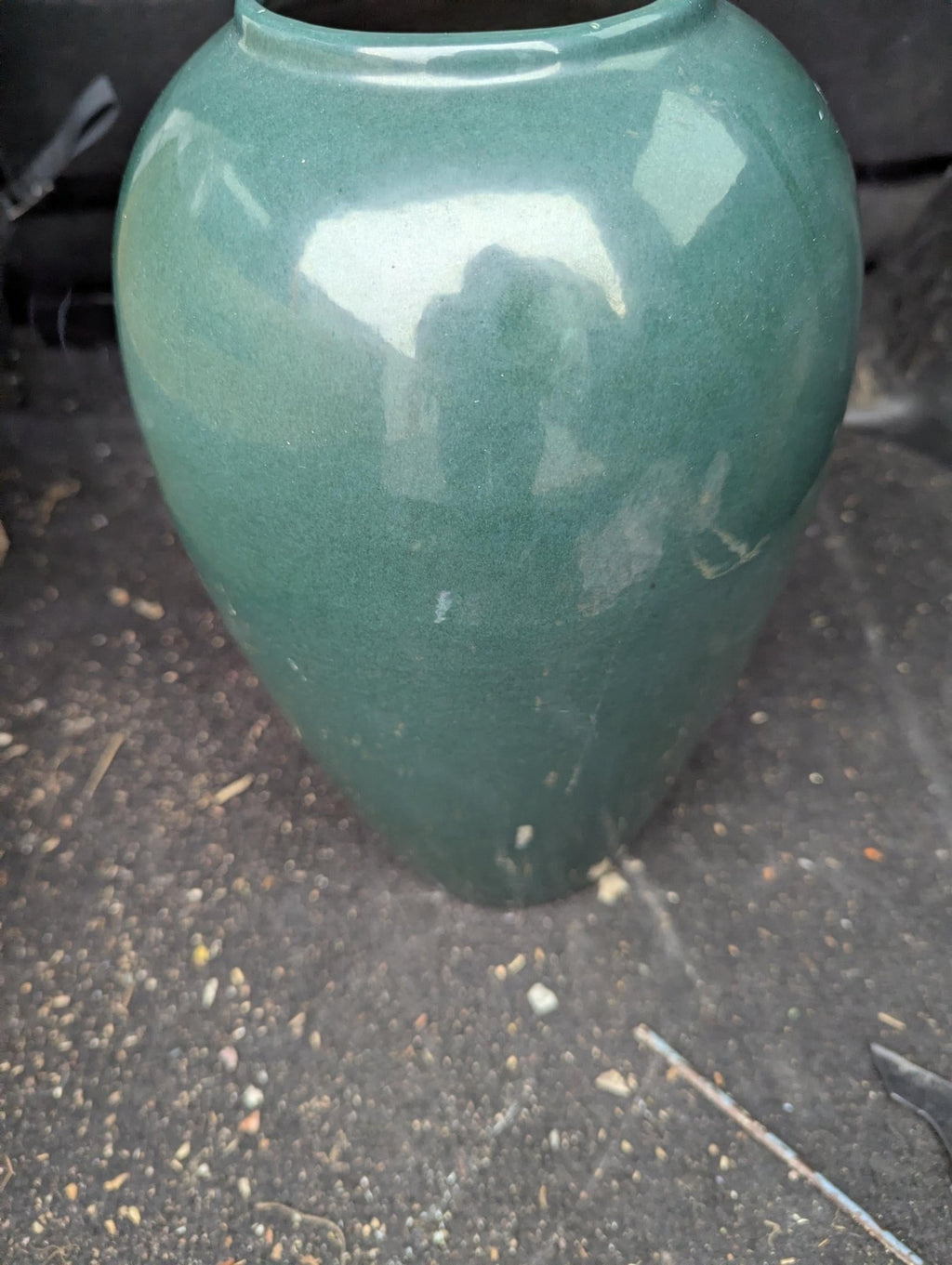 Vintage Green Pottery Vase, Mid Century Modern 12 in - The Relic Detail