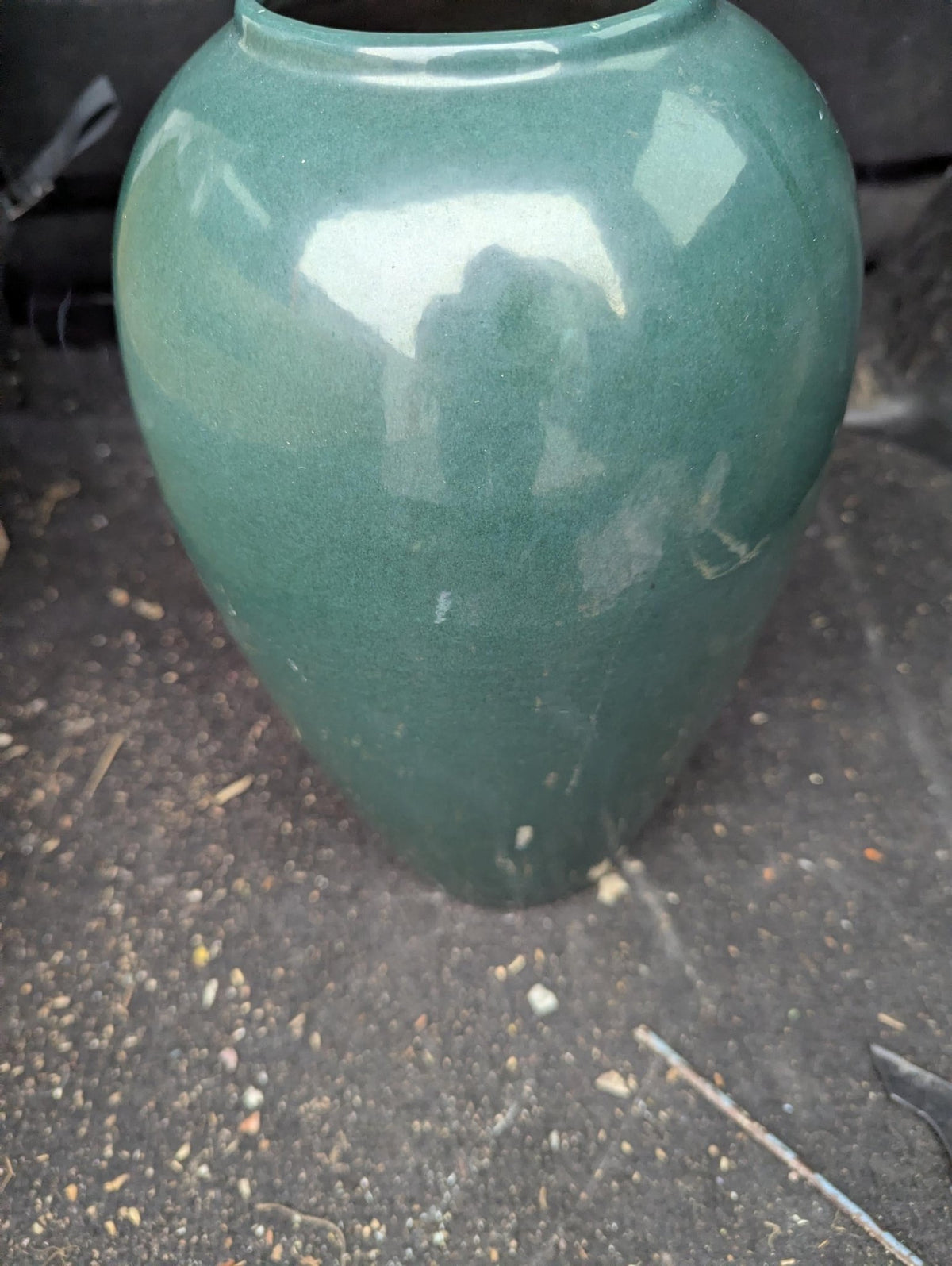 Vintage Green Pottery Vase, Mid Century Modern 12 in - The Relic Detail