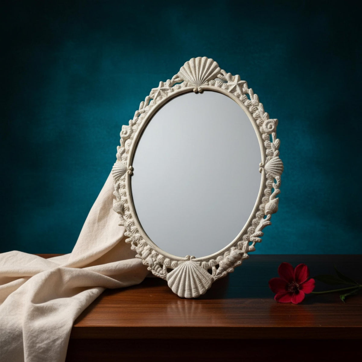Vintage Seashell Wall Mirror – Ornate Coastal Decor - The Relic Detail